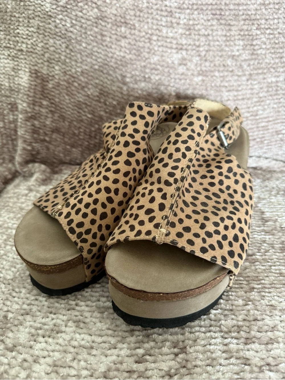 Hokus Pokus Animal Print Wedge Sandal Ankle Strap Size 10